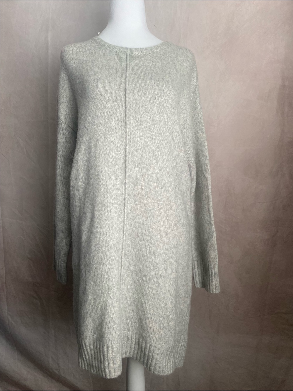 Newbury Kustom Light Gray Long Sleeve Knit Sweater Dress